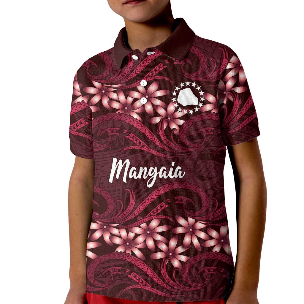 Personalised Cook Islands Mangaia Kid Polo Shirt Tiare Maori Polynesian Waves Tattoo