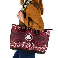 Personalised Cook Islands Mangaia Leather Tote Bag Tiare Maori Polynesian Waves Tattoo