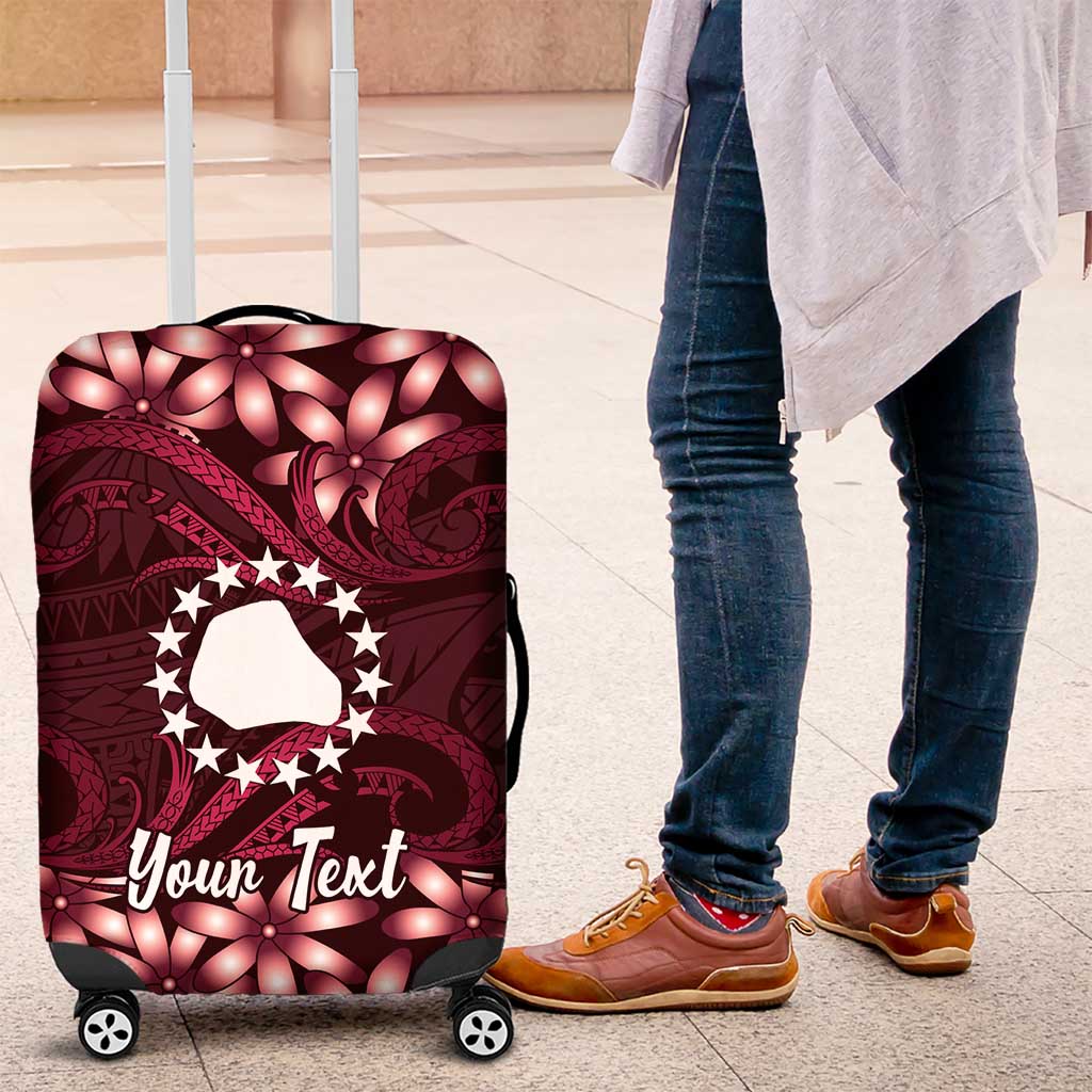 Personalised Cook Islands Mangaia Luggage Cover Tiare Maori Polynesian Waves Tattoo