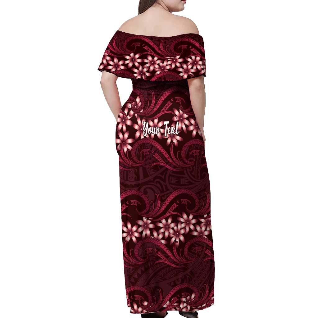 Personalised Cook Islands Mangaia Off Shoulder Maxi Dress Tiare Maori Polynesian Waves Tattoo