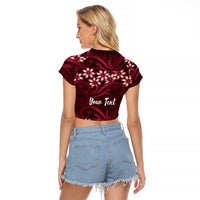 Personalised Cook Islands Mangaia Raglan Cropped T Shirt Tiare Maori Polynesian Waves Tattoo