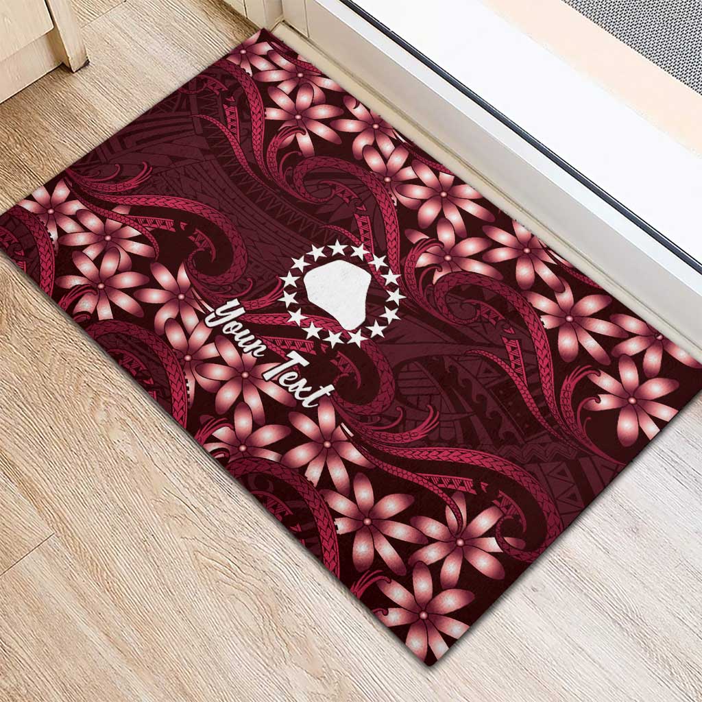 Personalised Cook Islands Mangaia Rubber Doormat Tiare Maori Polynesian Waves Tattoo