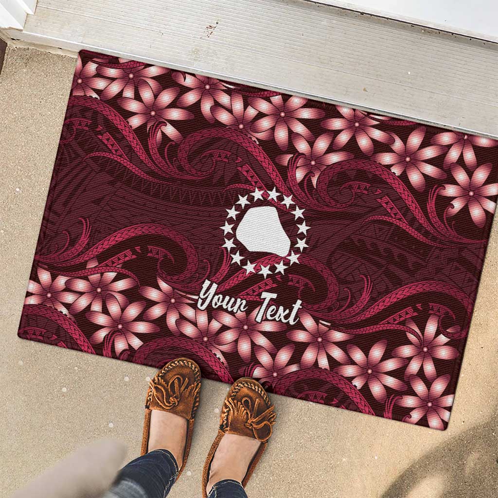 Personalised Cook Islands Mangaia Rubber Doormat Tiare Maori Polynesian Waves Tattoo