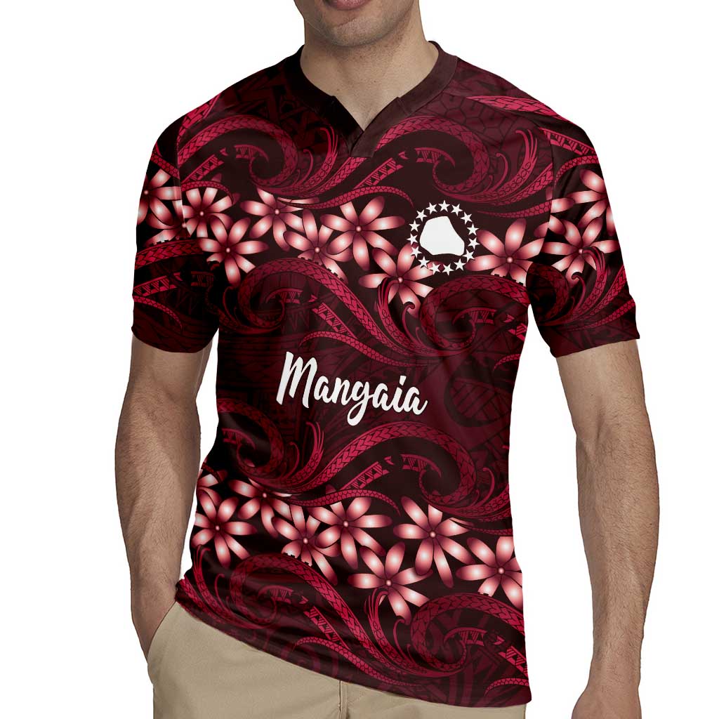 Personalised Cook Islands Mangaia Rugby Jersey Tiare Maori Polynesian Waves Tattoo