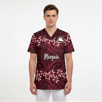 Personalised Cook Islands Mangaia Scrub Top Tiare Maori Polynesian Waves Tattoo