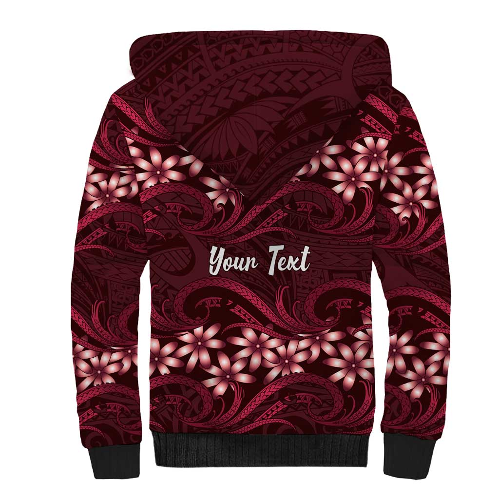 Personalised Cook Islands Mangaia Sherpa Hoodie Tiare Maori Polynesian Waves Tattoo