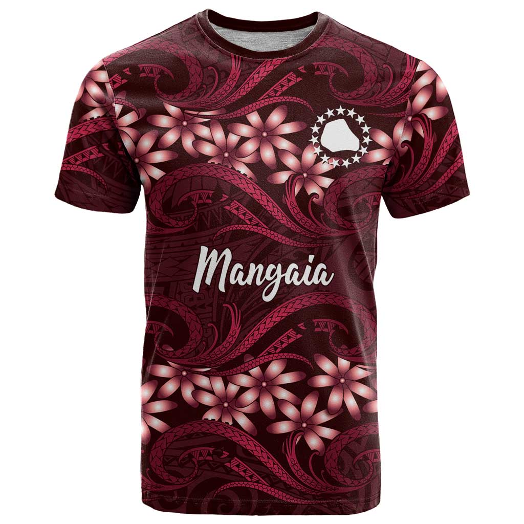 Personalised Cook Islands Mangaia T Shirt Tiare Maori Polynesian Waves Tattoo