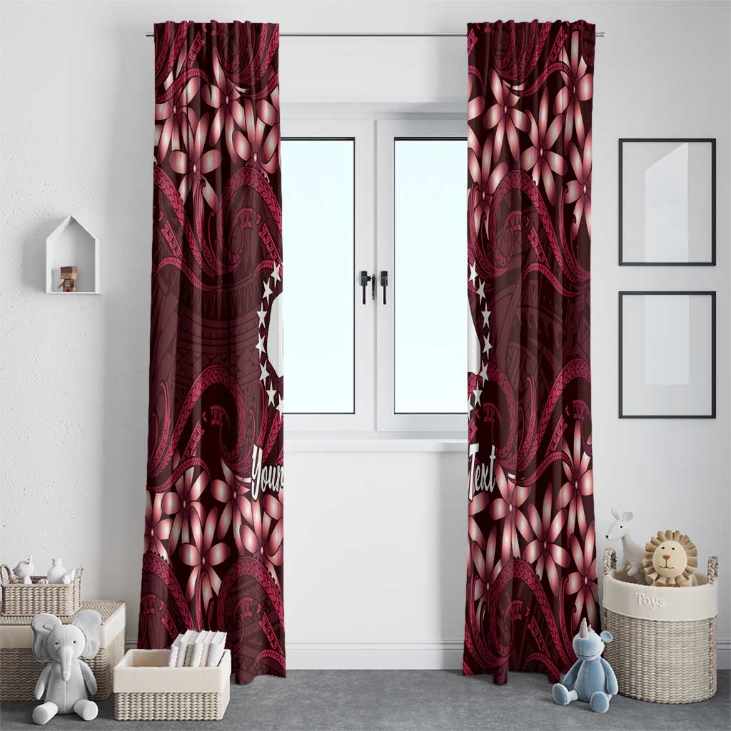 Personalised Cook Islands Mangaia Window Curtain Tiare Maori Polynesian Waves Tattoo