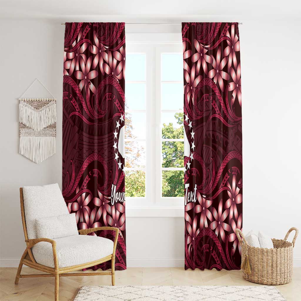 Personalised Cook Islands Mangaia Window Curtain Tiare Maori Polynesian Waves Tattoo