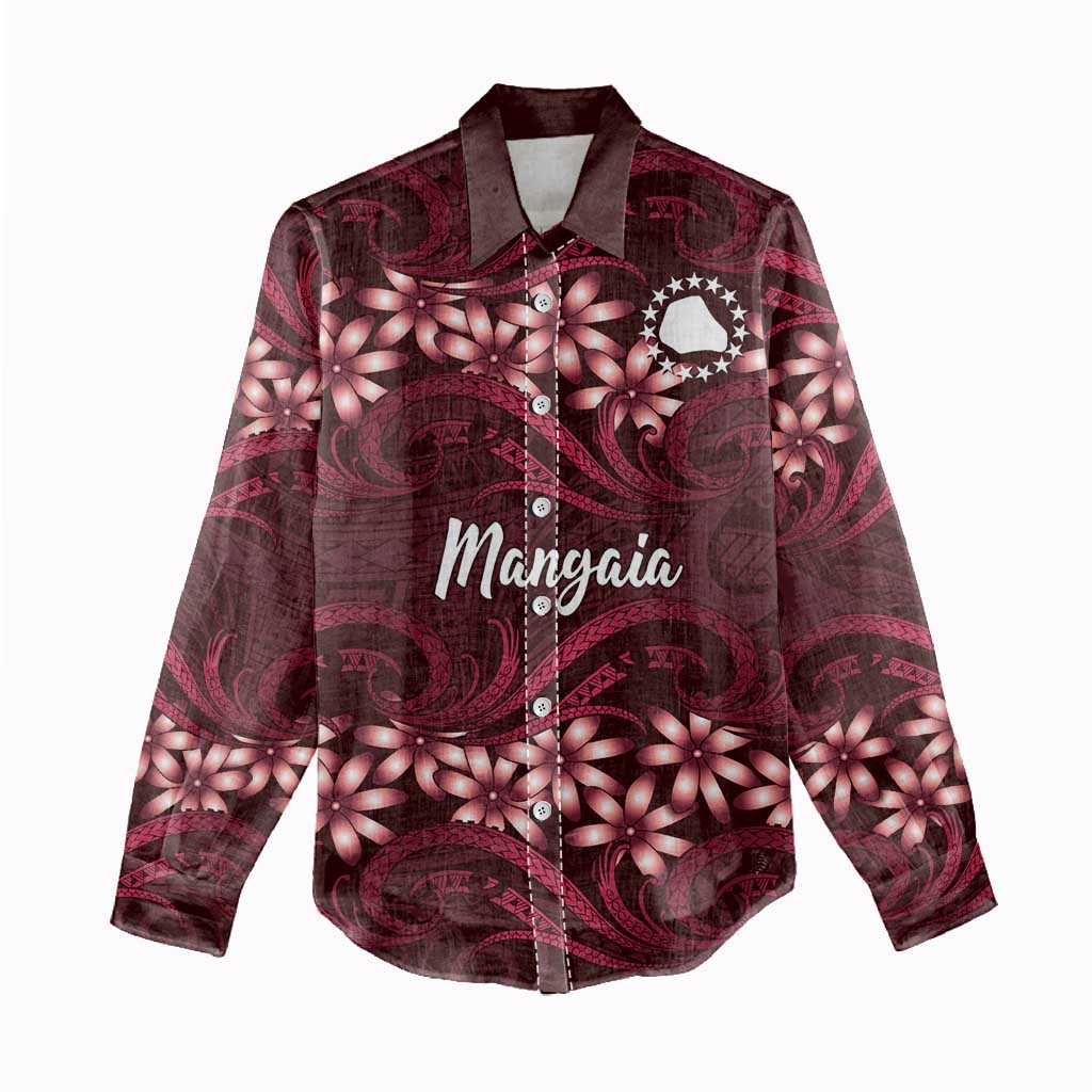 Personalised Cook Islands Mangaia Women Casual Shirt Tiare Maori Polynesian Waves Tattoo