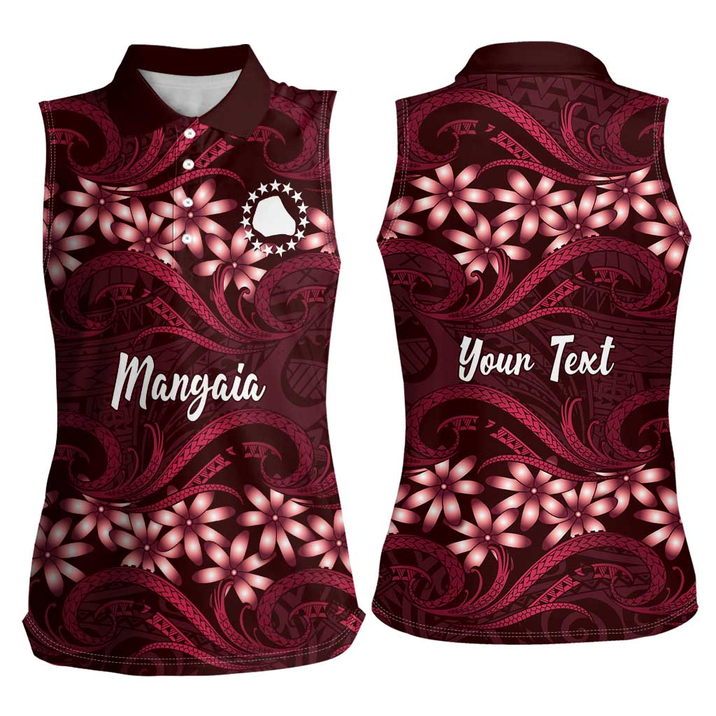 Personalised Cook Islands Mangaia Women Sleeveless Polo Shirt Tiare Maori Polynesian Waves Tattoo LT14 - Polynesian Pride