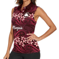 Personalised Cook Islands Mangaia Women Sleeveless Polo Shirt Tiare Maori Polynesian Waves Tattoo LT14 - Polynesian Pride