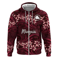 Personalised Cook Islands Mangaia Zip Hoodie Tiare Maori Polynesian Waves Tattoo