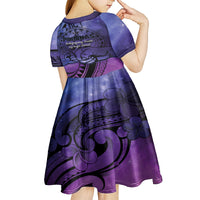 Philippines Father's Day Kid Short Sleeve Dress Polynesian Tattoo Galaxy Vibes