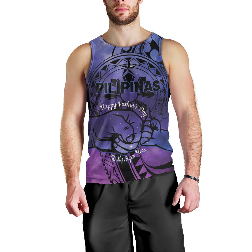 Philippines Father's Day Men Tank Top Polynesian Tattoo Galaxy Vibes