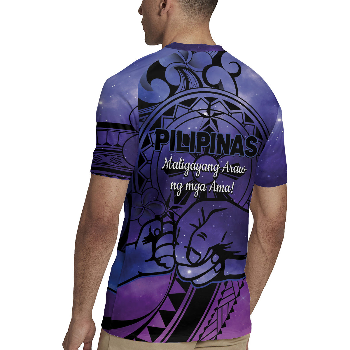 Philippines Father's Day Rugby Jersey Polynesian Tattoo Galaxy Vibes