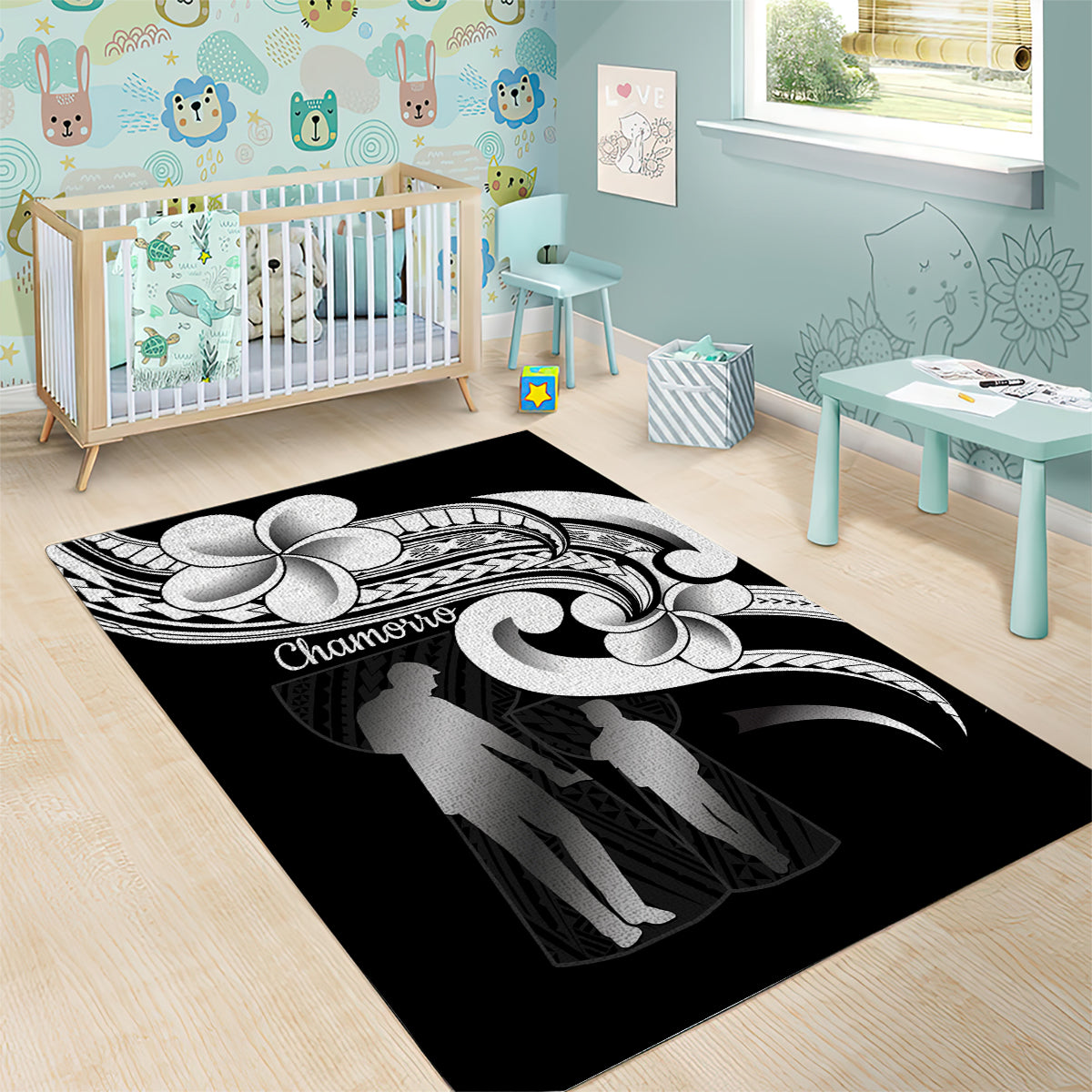 Guam Father's Day Area Rug Chamorro Latte Stone Polynesian Pattern