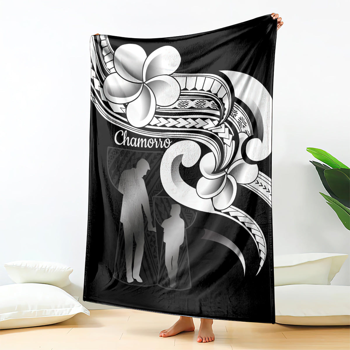 Guam Father's Day Blanket Chamorro Latte Stone Polynesian Pattern