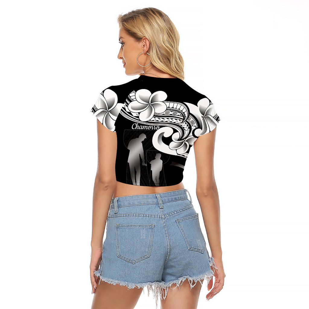 Guam Father's Day Raglan Cropped T Shirt Chamorro Latte Stone Polynesian Pattern