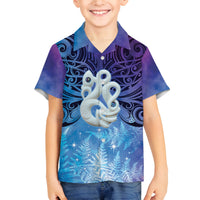 New Zealand Matariki Family Matching Long Sleeve Bodycon Dress and Hawaiian Shirt Aotearoa Maori New Year Manaia Galaxy Vibes