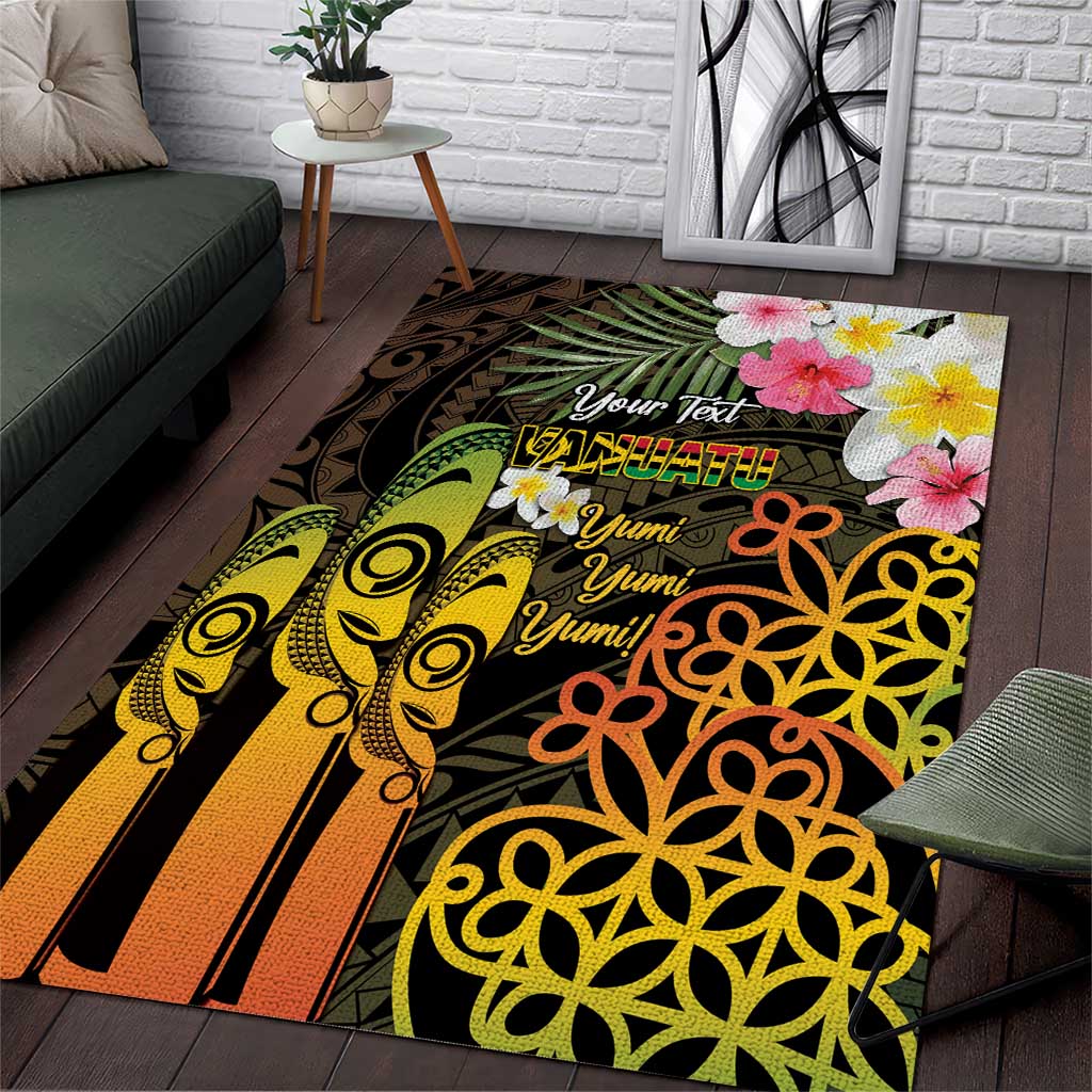 Personalised Vanuatu Independence Day Area Rug Carving Drum Sand Drawing Turtle