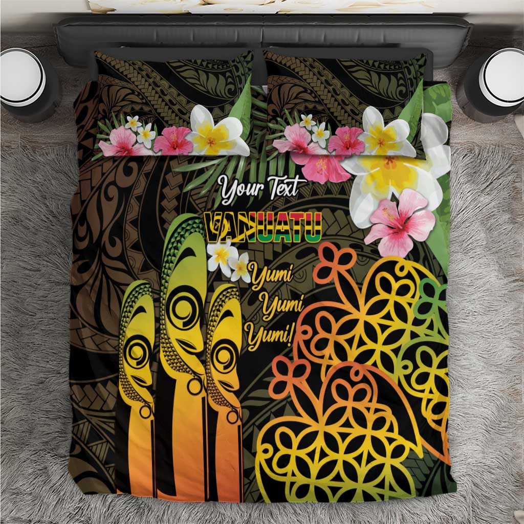 Personalised Vanuatu Independence Day Bedding Set Carving Drum Sand Drawing Turtle