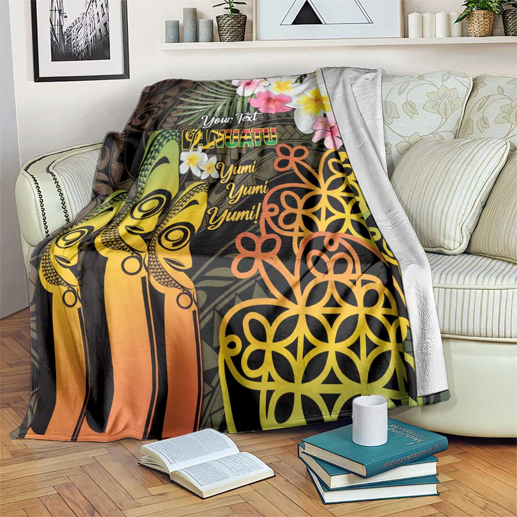 Personalised Vanuatu Independence Day Blanket Carving Drum Sand Drawing Turtle