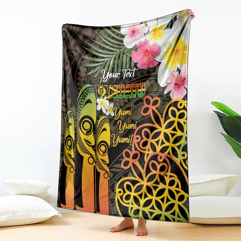 Personalised Vanuatu Independence Day Blanket Carving Drum Sand Drawing Turtle