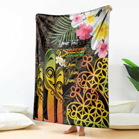 Personalised Vanuatu Independence Day Blanket Carving Drum Sand Drawing Turtle