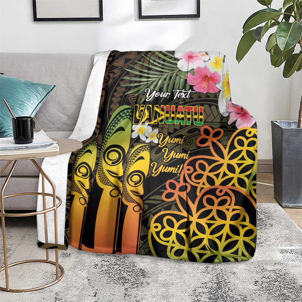 Personalised Vanuatu Independence Day Blanket Carving Drum Sand Drawing Turtle