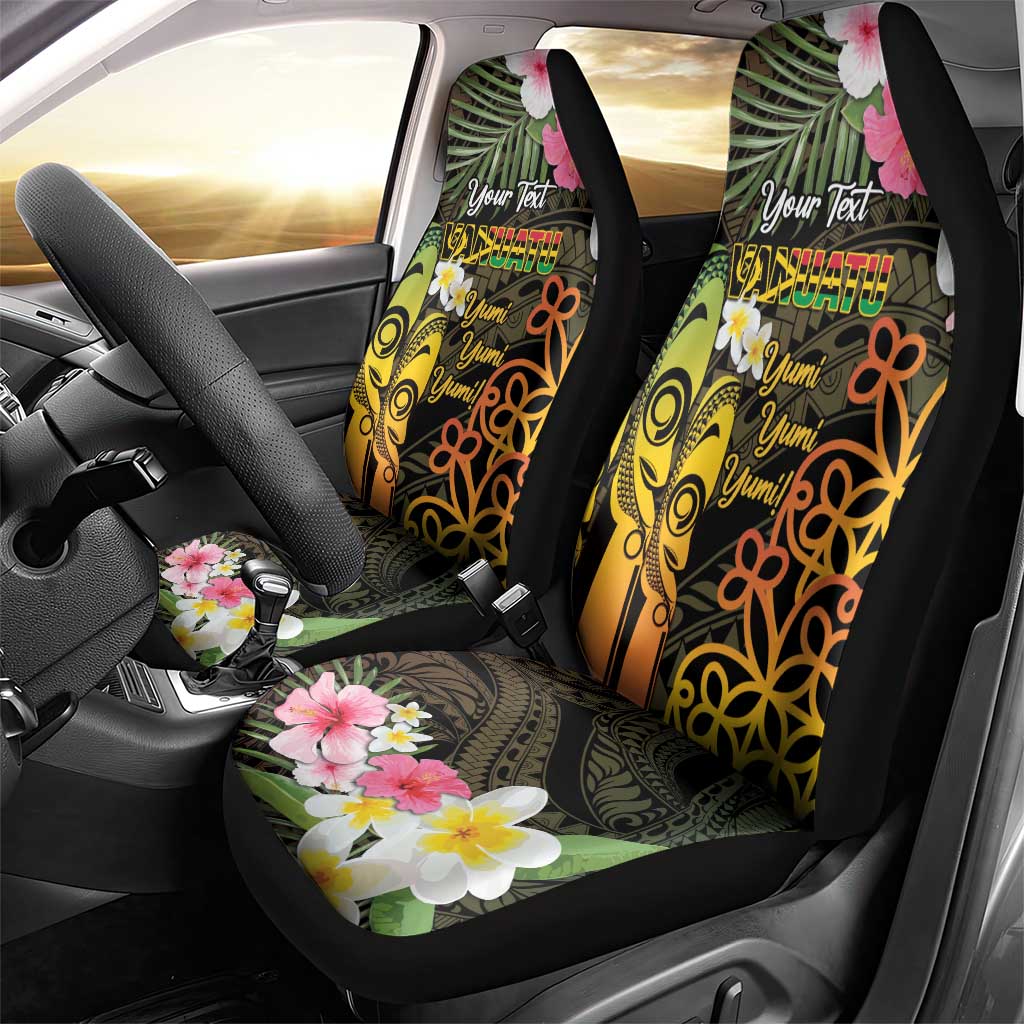 Personalised Vanuatu Independence Day Car Seat Cover Carving Drum Sand Drawing Turtle