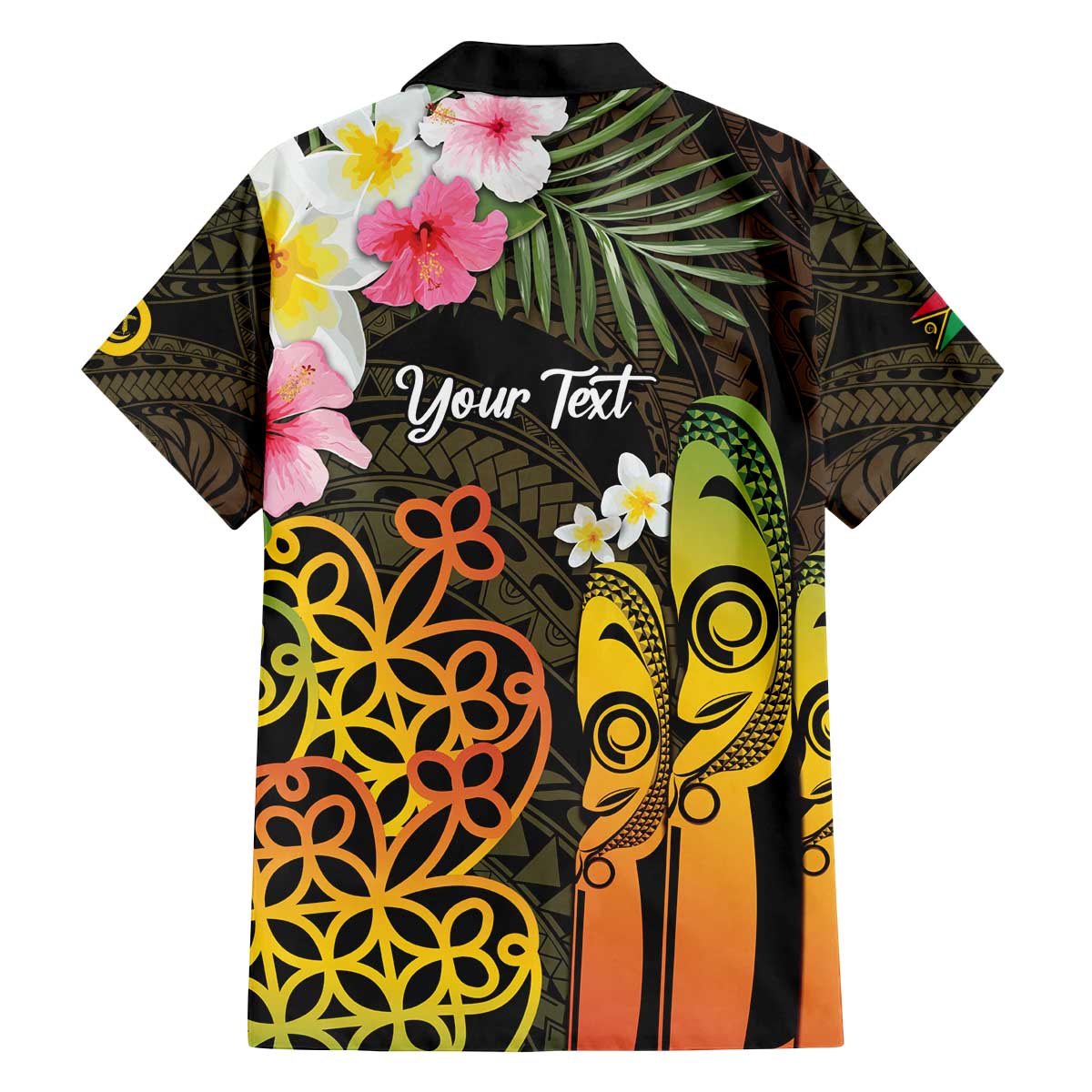Personalised Vanuatu Independence Day Family Matching Off The Shoulder Long Sleeve Dress and Hawaiian Shirt Carving Drum Sand Drawing Turtle LT14 - Polynesian Pride