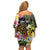 Personalised Vanuatu Independence Day Family Matching Off Shoulder Short Dress and Hawaiian Shirt Carving Drum Sand Drawing Turtle