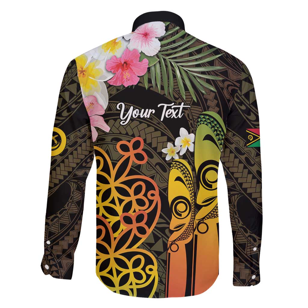 Personalised Vanuatu Independence Day Family Matching Short Sleeve Bodycon Dress and Hawaiian Shirt Carving Drum Sand Drawing Turtle LT14 - Polynesian Pride