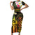 Personalised Vanuatu Independence Day Family Matching Short Sleeve Bodycon Dress and Hawaiian Shirt Carving Drum Sand Drawing Turtle
