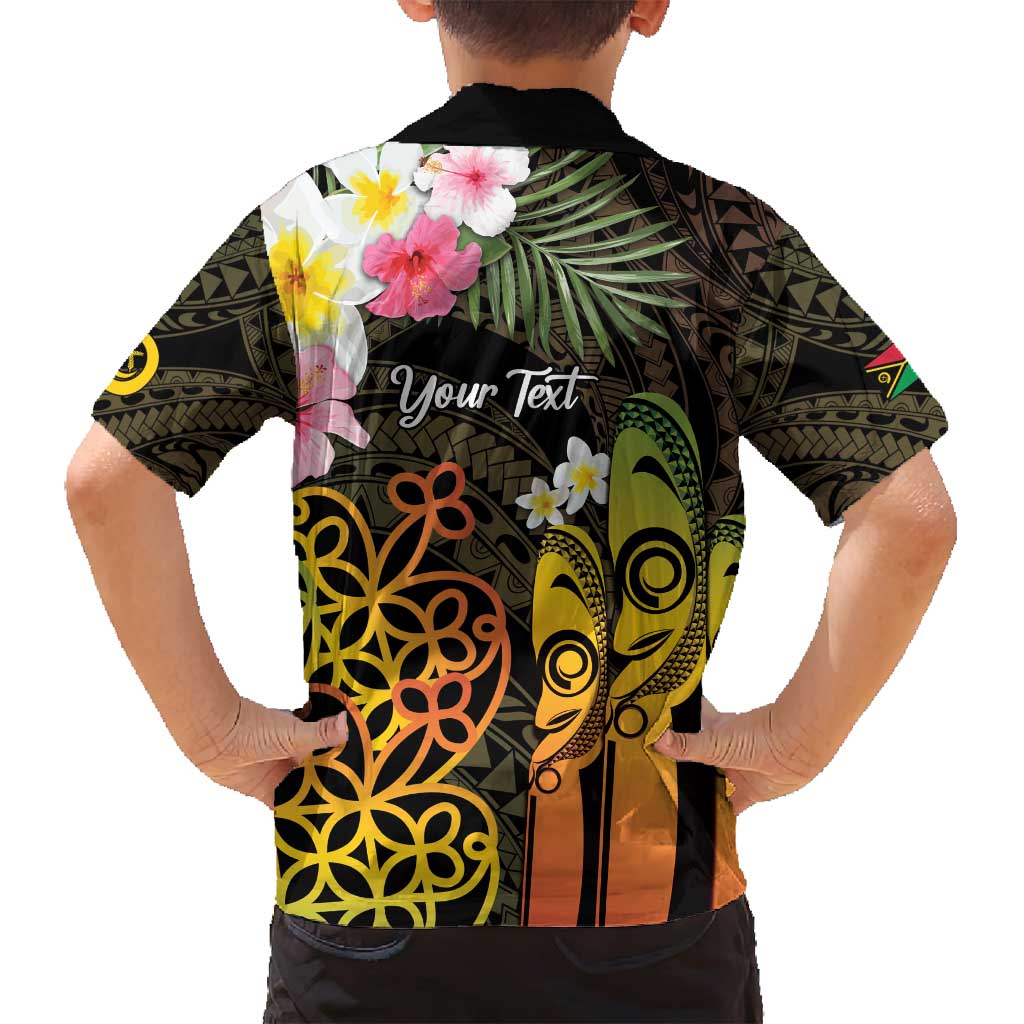 Personalised Vanuatu Independence Day Family Matching Tank Maxi Dress and Hawaiian Shirt Carving Drum Sand Drawing Turtle