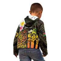 Personalised Vanuatu Independence Day Kid Hoodie Carving Drum Sand Drawing Turtle