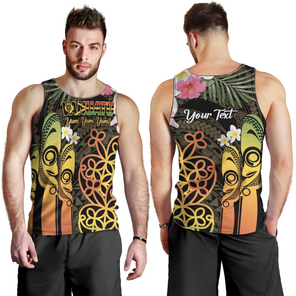 Personalised Vanuatu Independence Day Men Tank Top Carving Drum Sand Drawing Turtle