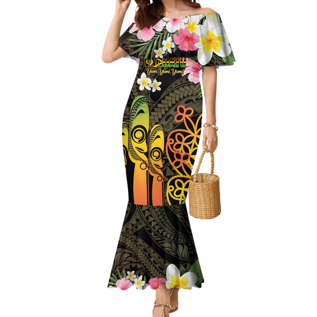Personalised Vanuatu Independence Day Mermaid Dress Carving Drum Sand Drawing Turtle