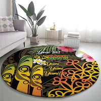 Personalised Vanuatu Independence Day Round Carpet Carving Drum Sand Drawing Turtle