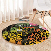 Personalised Vanuatu Independence Day Round Carpet Carving Drum Sand Drawing Turtle