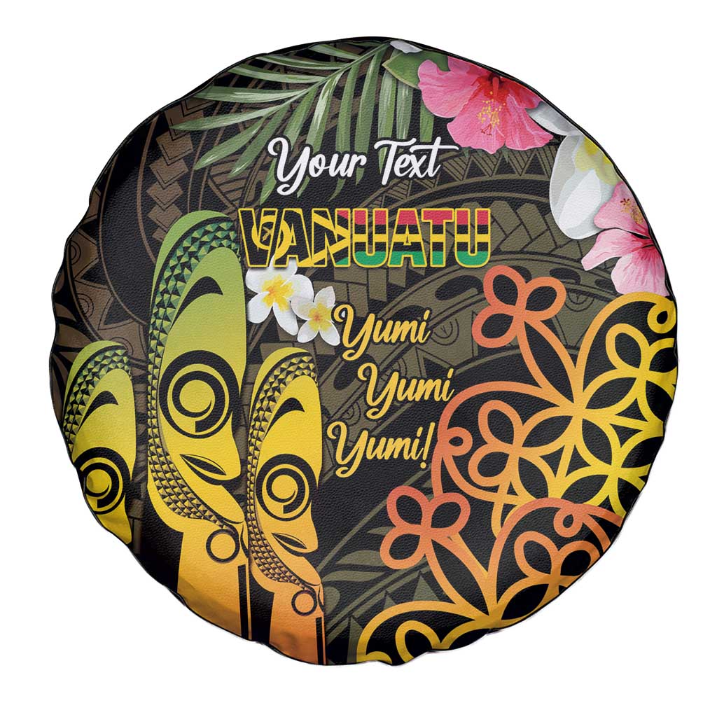 Personalised Vanuatu Independence Day Spare Tire Cover Carving Drum Sand Drawing Turtle