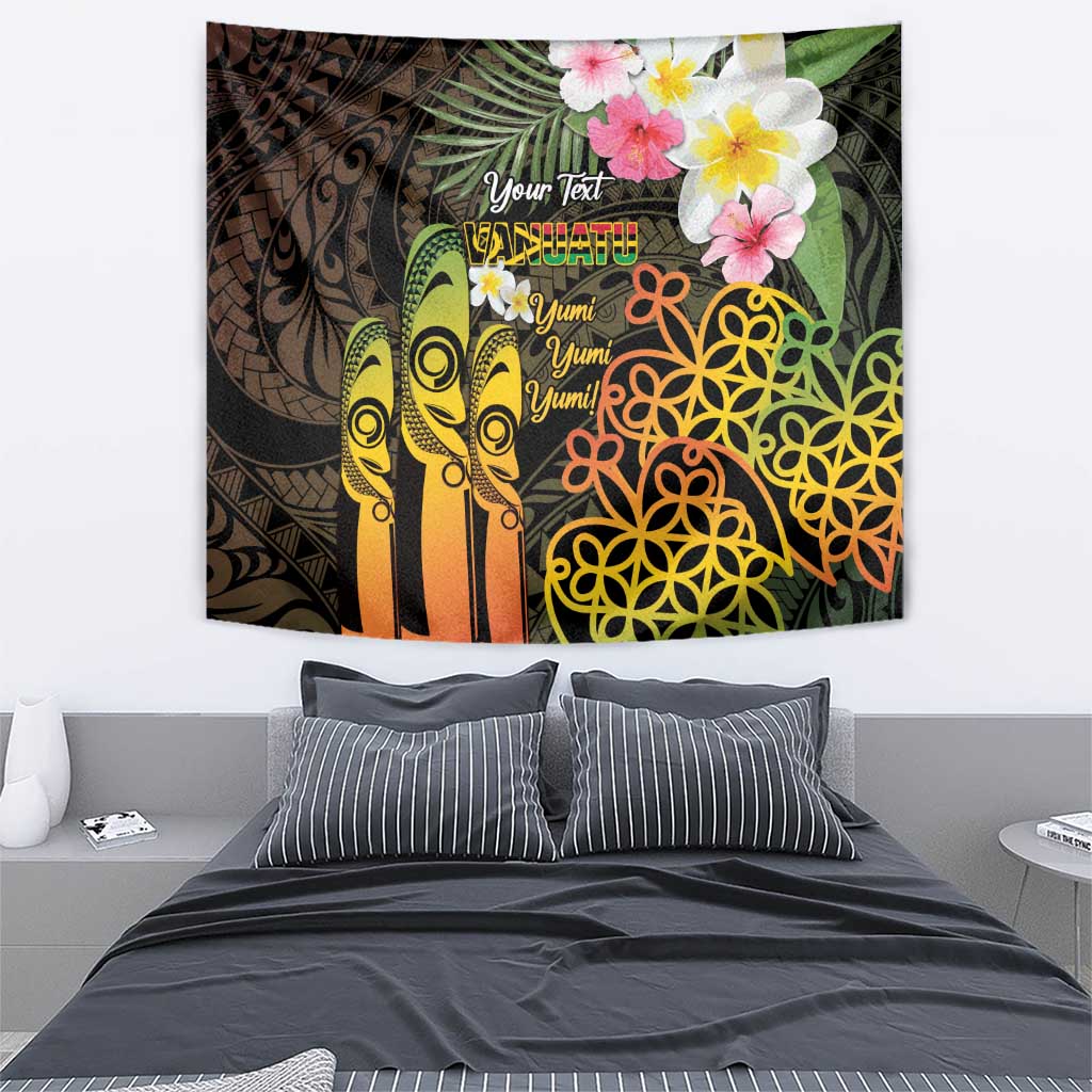 Personalised Vanuatu Independence Day Tapestry Carving Drum Sand Drawing Turtle