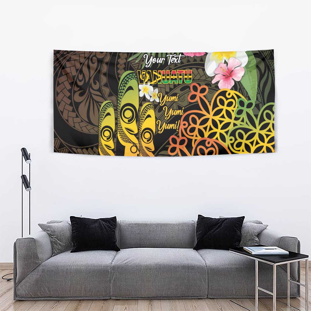 Personalised Vanuatu Independence Day Tapestry Carving Drum Sand Drawing Turtle