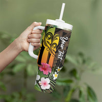 Personalised Vanuatu Independence Day Tumbler With Handle Carving Drum Sand Drawing Turtle