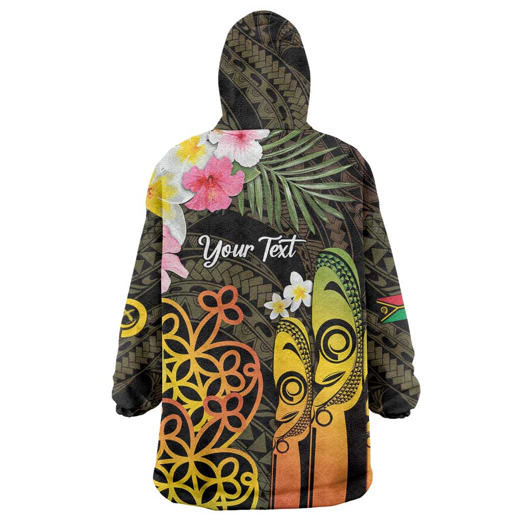 Personalised Vanuatu Independence Day Wearable Blanket Hoodie Carving Drum Sand Drawing Turtle