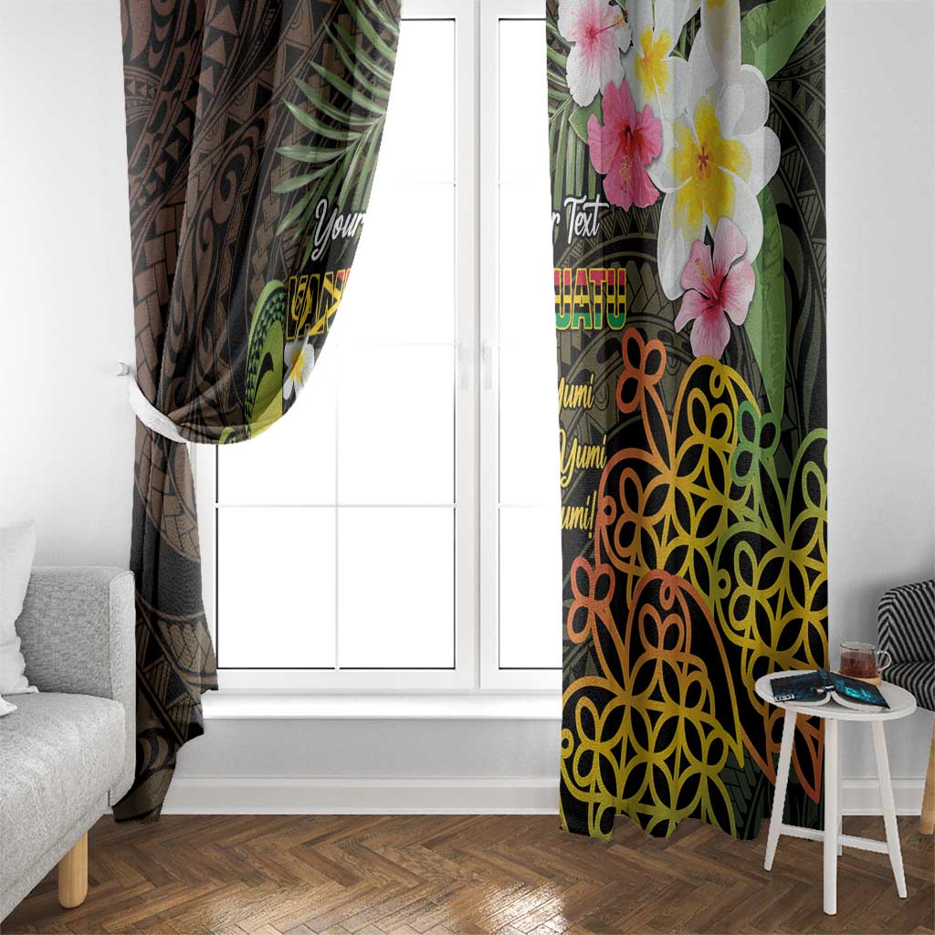 Personalised Vanuatu Independence Day Window Curtain Carving Drum Sand Drawing Turtle