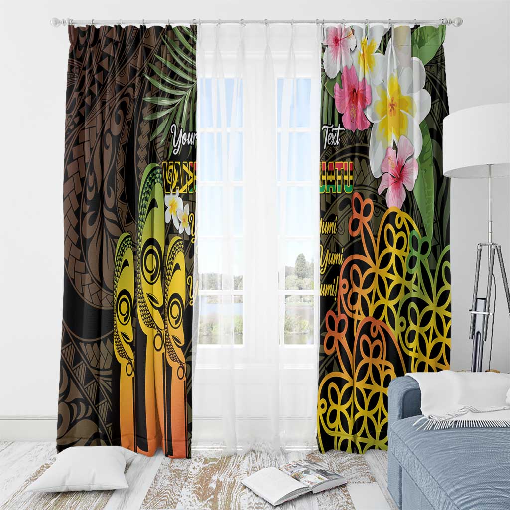 Personalised Vanuatu Independence Day Window Curtain Carving Drum Sand Drawing Turtle