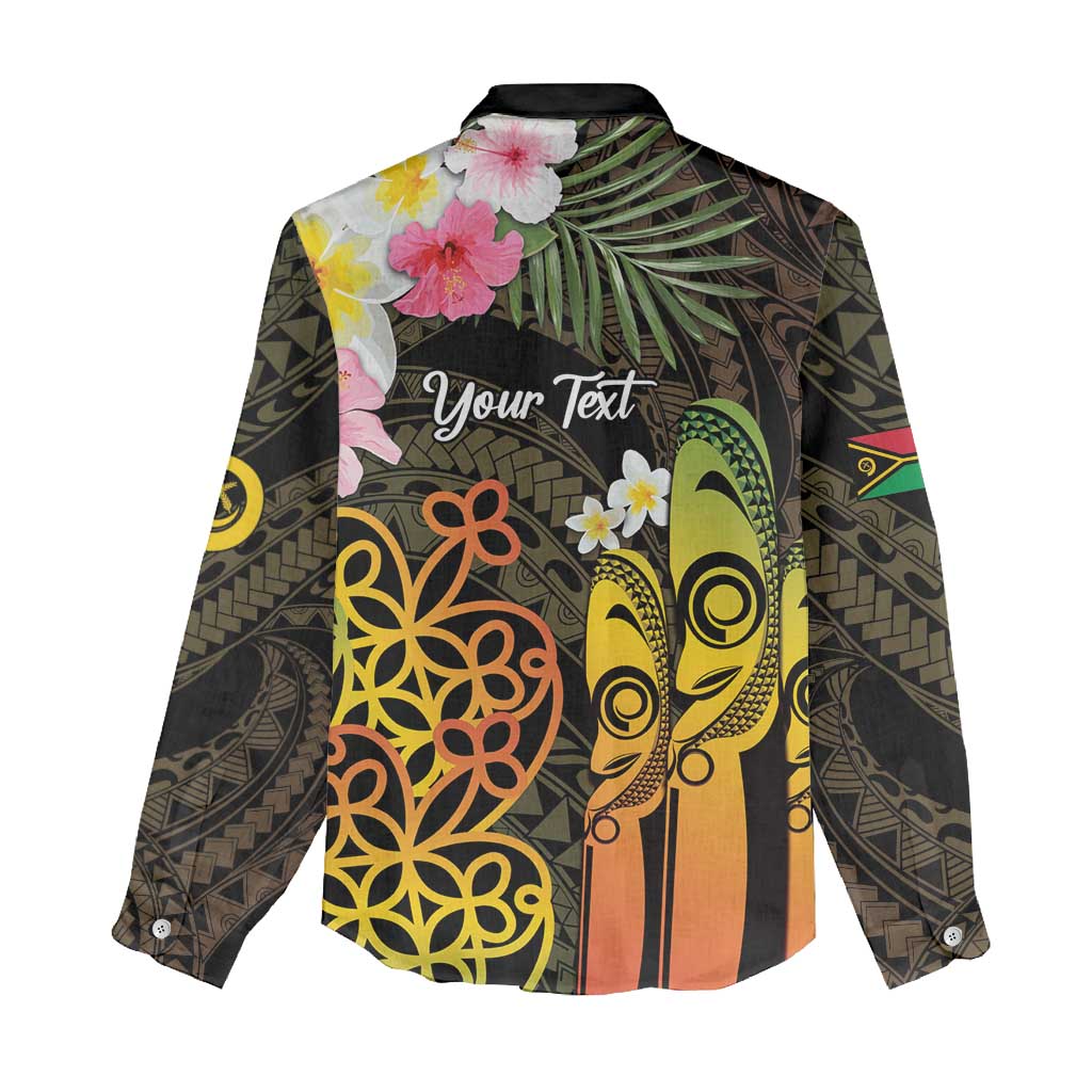 Personalised Vanuatu Independence Day Women Casual Shirt Carving Drum Sand Drawing Turtle