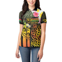 Personalised Vanuatu Independence Day Women Polo Shirt Carving Drum Sand Drawing Turtle